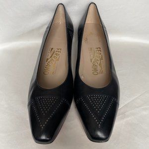 Salvatore Ferragamo Black Leather Pumps